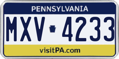 PA license plate MXV4233