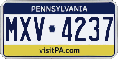 PA license plate MXV4237