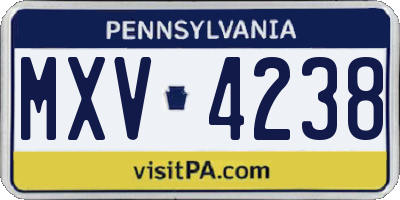 PA license plate MXV4238