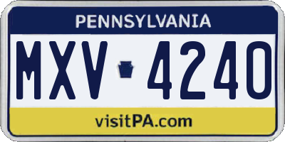 PA license plate MXV4240