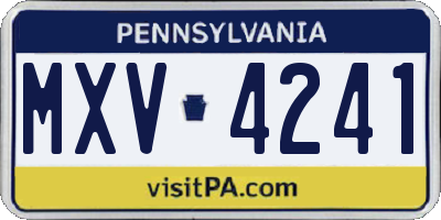PA license plate MXV4241