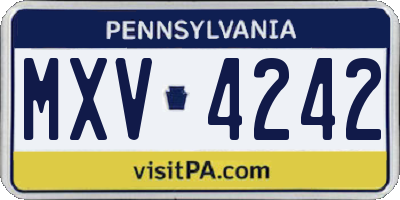 PA license plate MXV4242