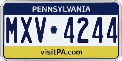 PA license plate MXV4244