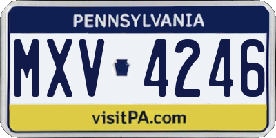 PA license plate MXV4246