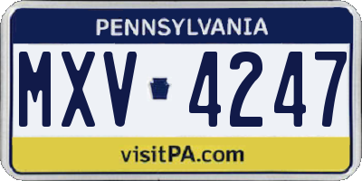 PA license plate MXV4247