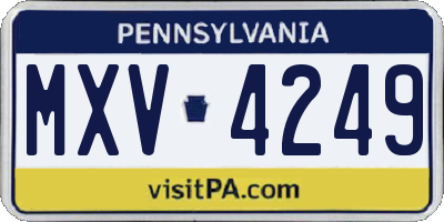 PA license plate MXV4249