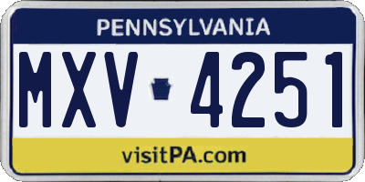 PA license plate MXV4251