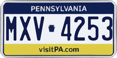 PA license plate MXV4253