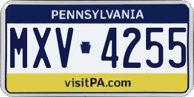PA license plate MXV4255