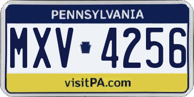 PA license plate MXV4256