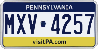PA license plate MXV4257