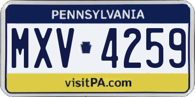 PA license plate MXV4259