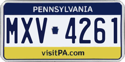PA license plate MXV4261