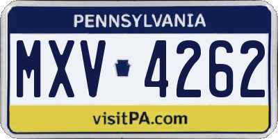 PA license plate MXV4262