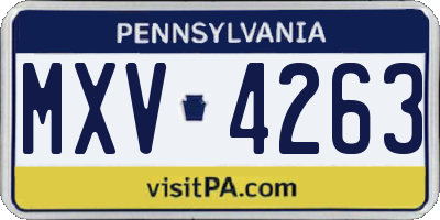 PA license plate MXV4263