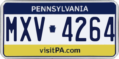 PA license plate MXV4264