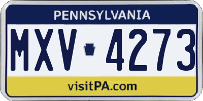 PA license plate MXV4273