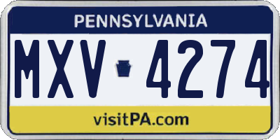 PA license plate MXV4274