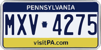 PA license plate MXV4275