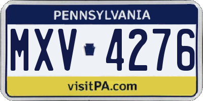 PA license plate MXV4276