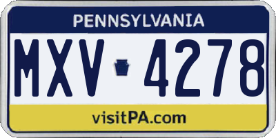 PA license plate MXV4278