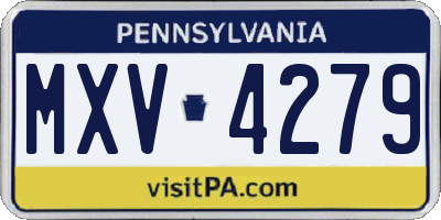 PA license plate MXV4279