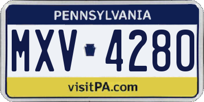 PA license plate MXV4280