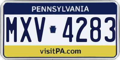 PA license plate MXV4283