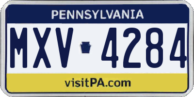 PA license plate MXV4284