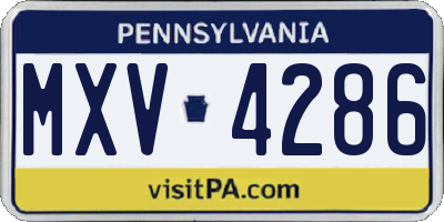 PA license plate MXV4286
