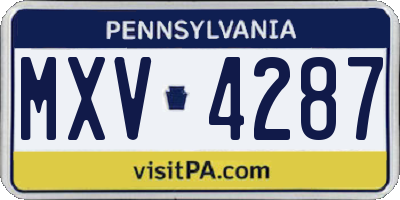 PA license plate MXV4287