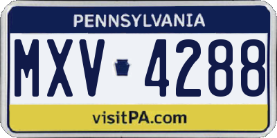 PA license plate MXV4288