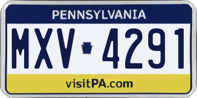 PA license plate MXV4291