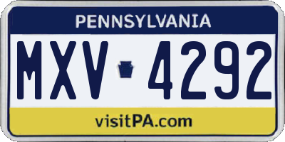 PA license plate MXV4292