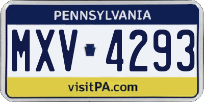 PA license plate MXV4293