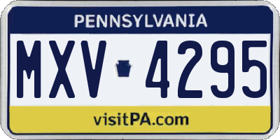 PA license plate MXV4295