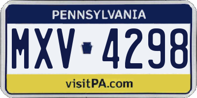PA license plate MXV4298