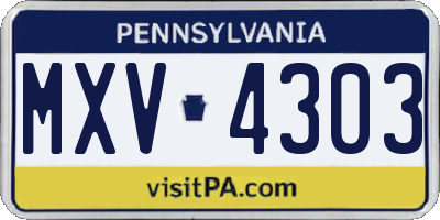 PA license plate MXV4303