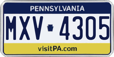 PA license plate MXV4305