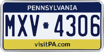 PA license plate MXV4306