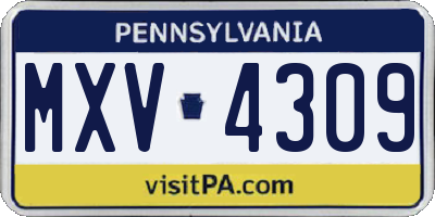 PA license plate MXV4309