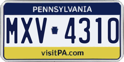 PA license plate MXV4310