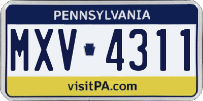 PA license plate MXV4311