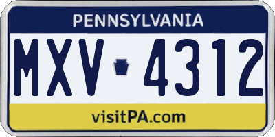 PA license plate MXV4312