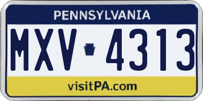 PA license plate MXV4313