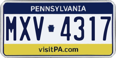 PA license plate MXV4317
