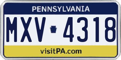 PA license plate MXV4318