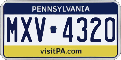 PA license plate MXV4320