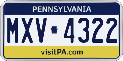 PA license plate MXV4322