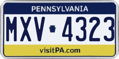 PA license plate MXV4323